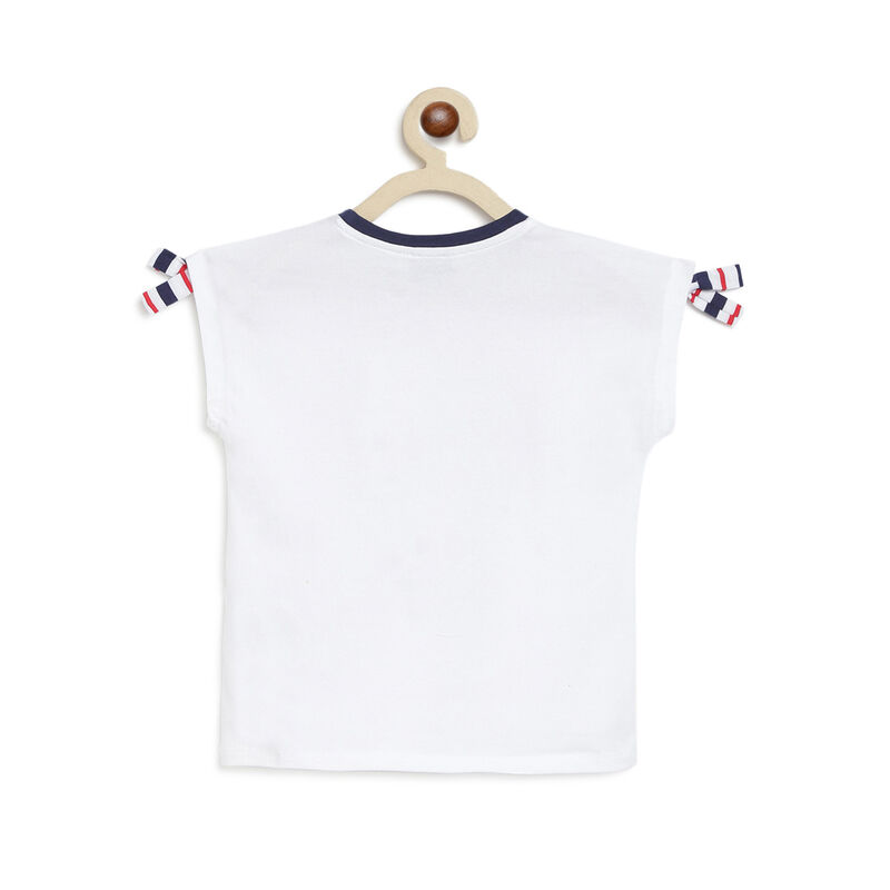 Girls Red Striped 2 Pc Set T-shirt with Short Trouser image number 1